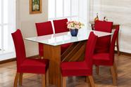 Kit Capa de Cadeira 4 Peças Sala de Jantar Protege o Estofado Renova o Visual Malha Gel Vermelha