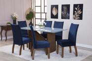Kit Capa de Cadeira 4 Peças Suede Veludo Sala de Jantar Protege o Estofado Renova o Visual Azul Marinho