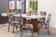 Kit Capa de Cadeira 6 Peças Sala de Jantar Protege o Estofado Renova o Visual Malha Gel Estampa 23 Floral Rosa e Cinza