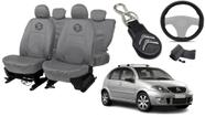 Kit Capa de Couro Cinza C3 2003 a 2012 + Personalizado