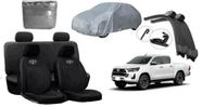 Kit Capa de Couro Luxo para Hilux 19-24 + Capa de Cobrir + Limpador de Parabrisa Inovador
