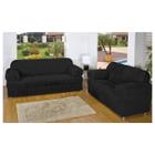 Kit Capa De Sofá 3 E 2 Lugares Capa Protetora 21 Elásticos Preto