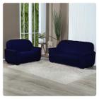 Kit Capa De Sofá Lisa 3 E 2 Lugares Cor Preto