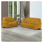 Kit Capa De Sofá Lisa 3 E 2 Lugares Cor Preto