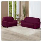 Kit Capa De Sofá Lisa 3 E 2 Lugares Cor Preto