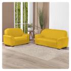 Kit Capa De Sofá Lisa 3 E 2 Lugares Cor Preto