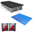 Kit Capa e Forro para Piscina 3000 Lts + Boia de Braco do Homem Aranha  Mor 