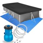 Kit Capa e Forro para Piscina 7600 L Mor + Bomba Filtrante 110v 3028 Litros Por Hora
