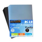 Kit Capa encadernação A4 - Preta Couro + Cristal Line 500un