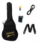 Kit Capa Guitarra/Viola Cinturada Afinador Clip Correia Cabo Palheta