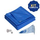 Kit Capa para Piscina 10 em 1 Proteção Azul 300 Micras 7x12 / 12x7