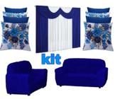 Kit Capa Para Sofa 3e2 Lugares+4capas Almofada+cortina Paris