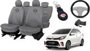 Kit Capa Picanto 2006 a 2019 Couro Cinza + Volante