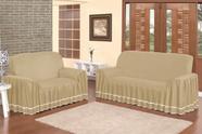 Kit Capa Sofa 2 e 3 Lugares com Babado Dalia