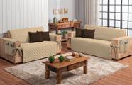 kit capa sofá protetor 2 e 3 lugares com 4 almofadas caqui com marrom