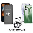 Kit Capa Transparente + Película 3D Privacidade + Fone de Ouvido para Moto G35