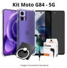 Kit Capa Transparente + Película 3D Privativa + Suporte Anel + Fone com Fio para Celular Moto G84 - MBOX