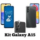 Kit Capa Transparente + Película Fosca Privacidade + Película de Câmera para Samsung Galaxy A15