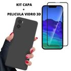 Kit Capa Veludo Compatível Moto E22 Preto+ Pelicula 3D