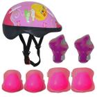 Kit Capacete Cotoveleira Joelheira Infantil Bike Skate Rosa