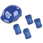 Kit Capacete Infantil com Joelheiras e Cotoveleiras - Azul - KCP02A - Fenix