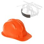 Kit capacete plt plastcor polietileno selo inmetro laranja c.a 31469 + carneira plastcor polietileno