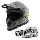 Kit Capacete Pro Tork Fast 788 Grey Fosco Óculos Pro Tork Blast Branco