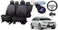 Kit Capas Couro Ford Focus 2014-2015 + Volante e Chaveiro - Design Premium