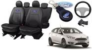 Kit Capas Couro Ford Focus 2015-2019 + Volante e Chaveiro - Luxo Protegido