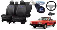 Kit Capas Couro Ford Pampa 1994-1997 + Volante e Chaveiro - Proteção Elegante