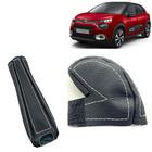 Kit Capas Couro Manopla Câmbio Manual E Alavanca Freio de Mão Citroen C3 2019 À 2021 - Tunning Couros