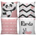 Kit Capas de Almofadas Decorações Yasmim - 4 peças 45x45cm com Zíper Panda