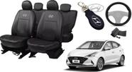 Kit Capas de Couro Hyundai HB20 2018 + Capa de Volante + Chaveiro Hyundai