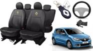 Kit Capas de Couro Impermeável Renault Sandero 2016 + Capa de Volante + Chaveiro Renault