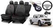 Kit Capas de Couro Nissan Frontier 2009 + Capa de Volante + Chaveiro Nissan