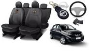 Kit Capas de Couro Nissan March 2014 a 2015 + Capa de Volante + Chaveiro Nissan