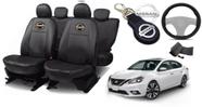 Kit Capas de Couro Nissan Sentra 2023 + Capa de Volante + Chaveiro Nissan