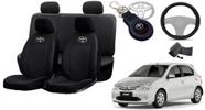 Kit Capas de Couro Toyota Etios 2012 + Capa de Volante + Chaveiro Toyota