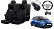 Kit Capas de Couro Toyota Yaris 2007 + Capa de Volante + Chaveiro Toyota