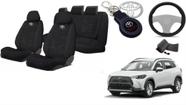 Kit Capas Personalizado Tecido Assentos Corolla Cross 19-24 + Volante + Chaveiro