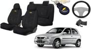 Kit Capas Tecido Elegantes para Bancos Corsa 1995+2010 + Volante + Chaveiro GM