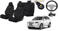 Kit Capas Tecido Modernas para Bancos Captiva 2008-2012 + Volante + Chaveiro GM