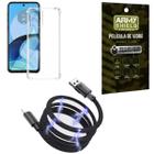 Kit Capinha Moto G04S + Cabo Tipo C Magnético + Pelicula 3D