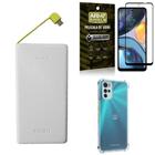 Kit Capinha Moto G22 + Carregador Portátil 10K + Película 3D