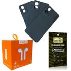 Kit Capinha Preto Moto G04 + Fone Bluetooth + Pelicula 3D