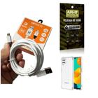 Kit Capinha Samsung M32 Com Cabo Turbo E Película De Vidro