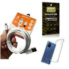 Kit Capinha Samsung S10 Lite com Cabo Turbo Tipo C 3 Metros e Película de vidro 3D