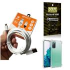 Kit Capinha Samsung S20 Fe com Cabo Turbo Tipo C 3 Metros e Película de vidro 3D
