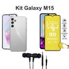 Kit Capinha Transparente + Película de Cerâmica Fosca + Fone de Ouvido para Samsung Galaxy M15