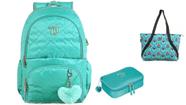 Kit Capricho Love Verde Água Mochila de Costas + Estojo Box